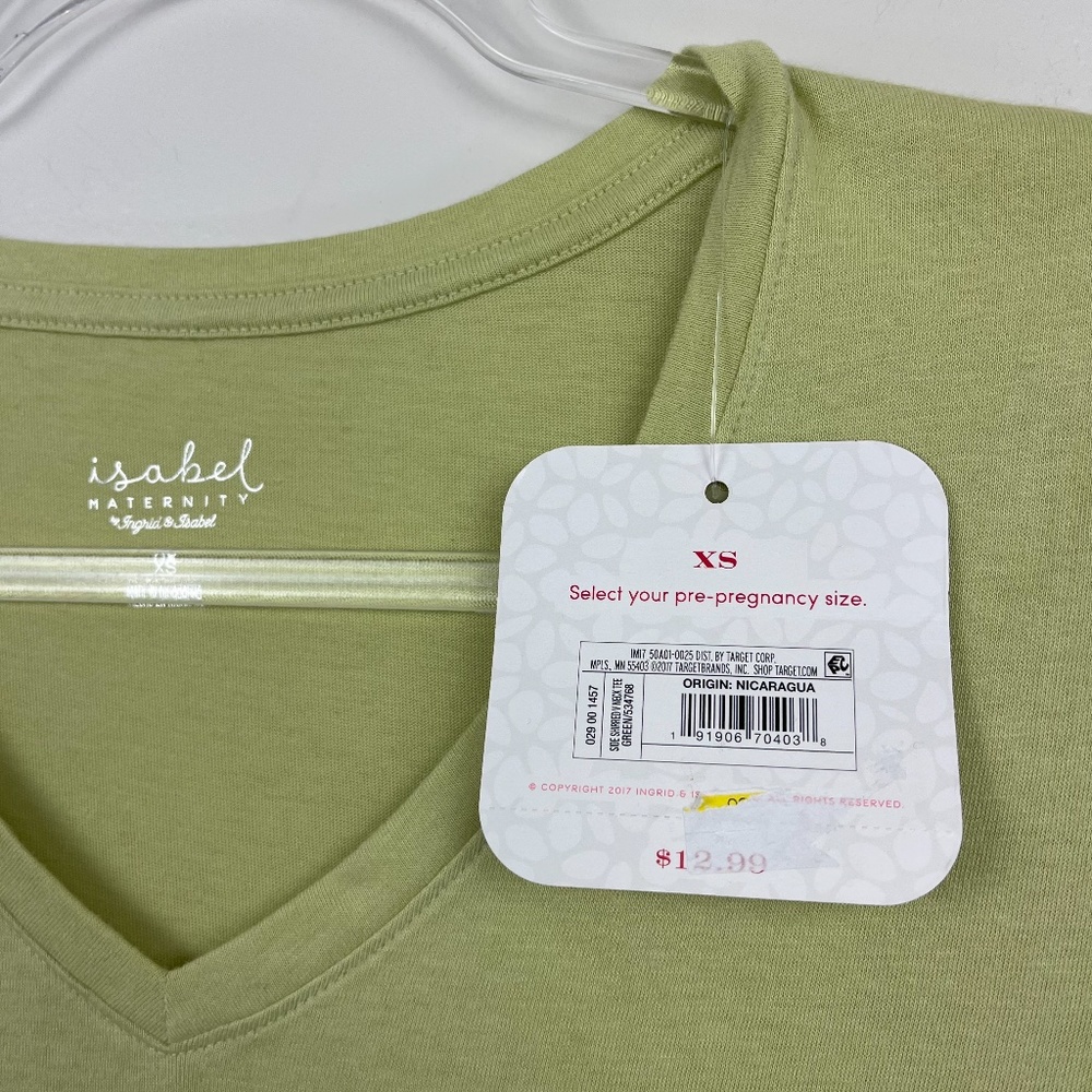 Ingrid & Isabel Maternity‎ Green T-Shirt Sz XS NWT - Picture 2 of 6